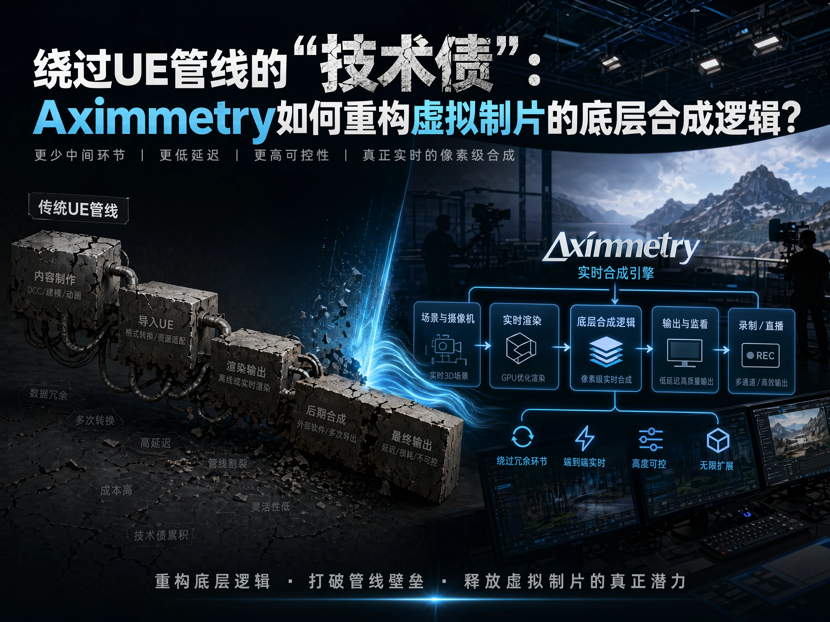 绕过UE管线的“技术债”：Aximmetry如何重构虚拟制片的底层合成逻辑？
