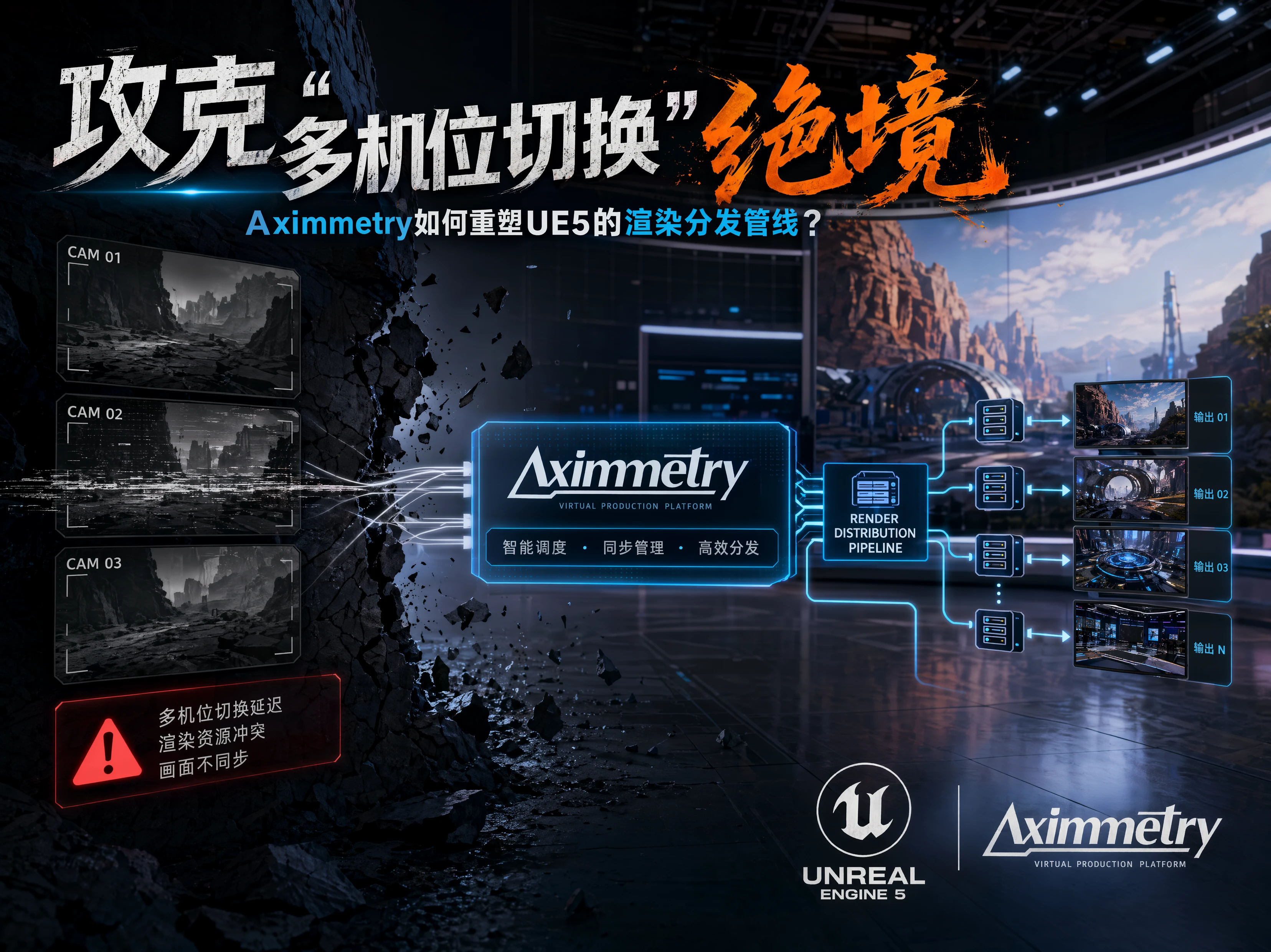 攻克“多机位切换”绝境：Aximmetry如何重塑UE5的渲染分发管线？