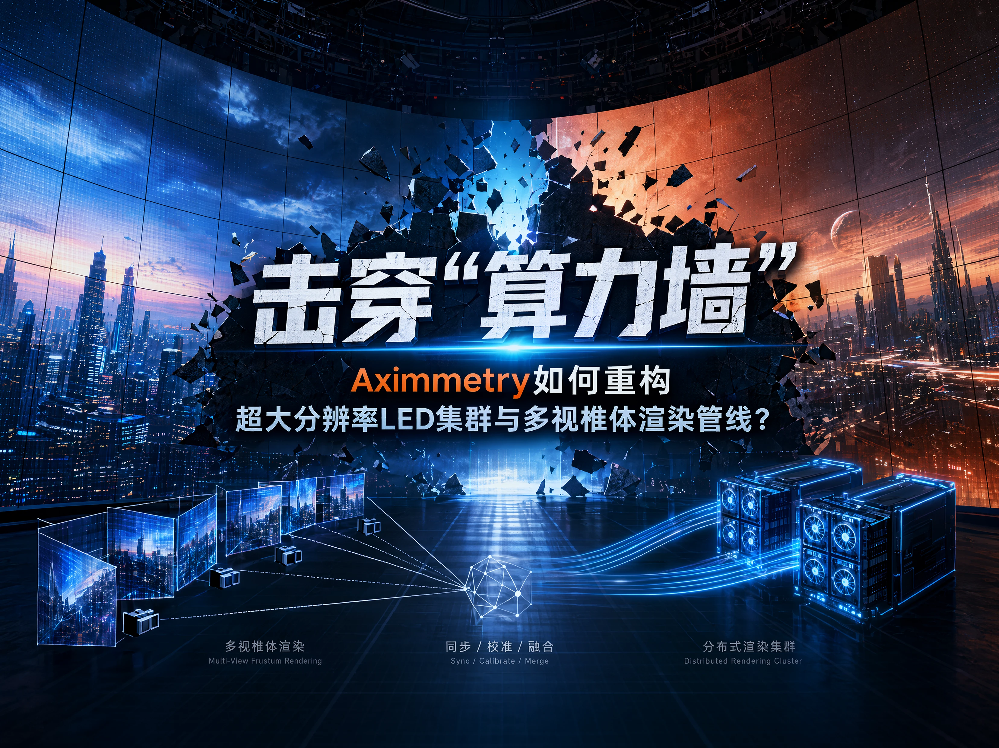 击穿“算力墙”：Aximmetry如何重构超大分辨率LED集群与多视椎体渲染管线？