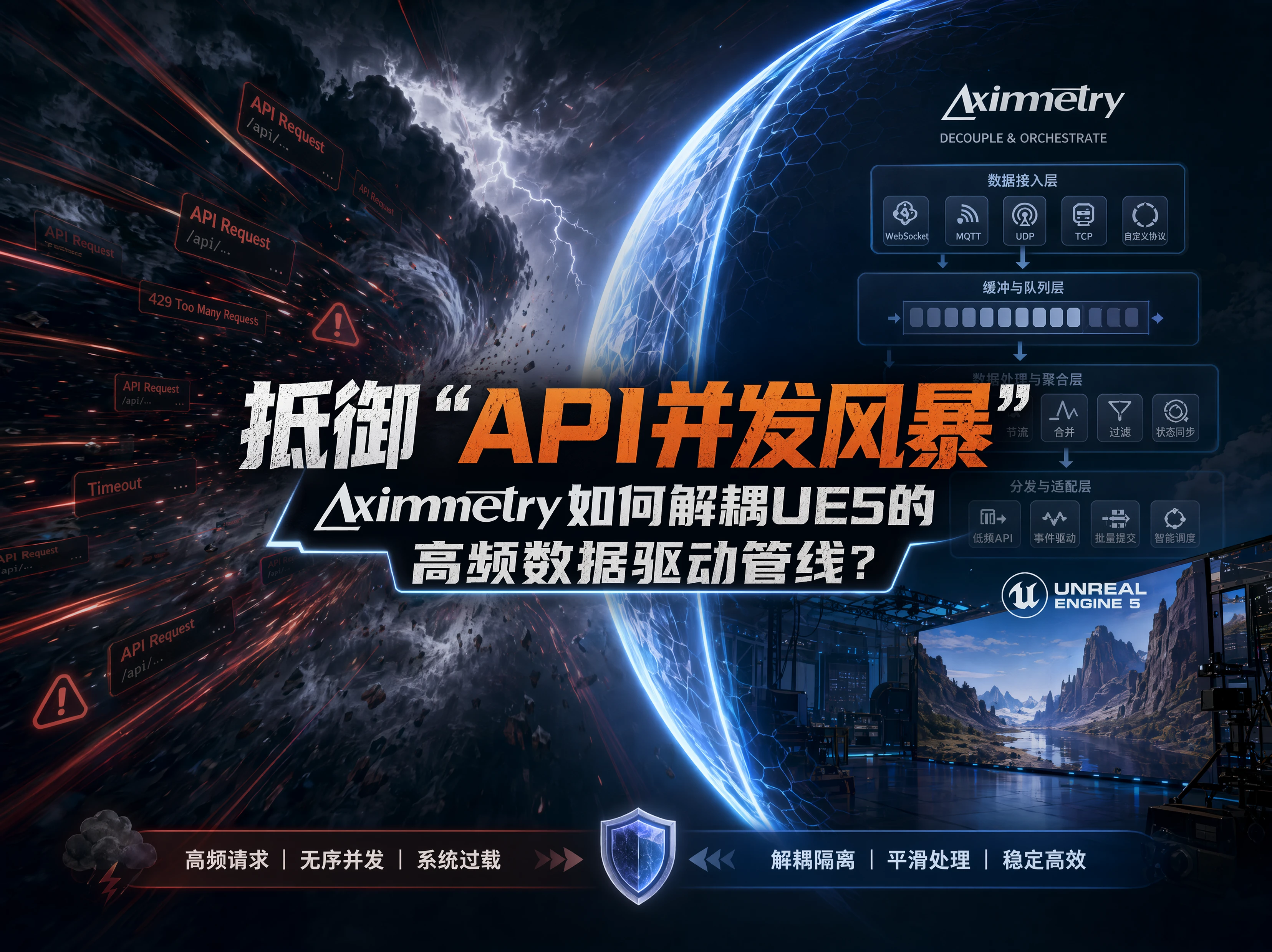 抵御“API并发风暴”：Aximmetry如何解耦UE5的高频数据驱动管线？