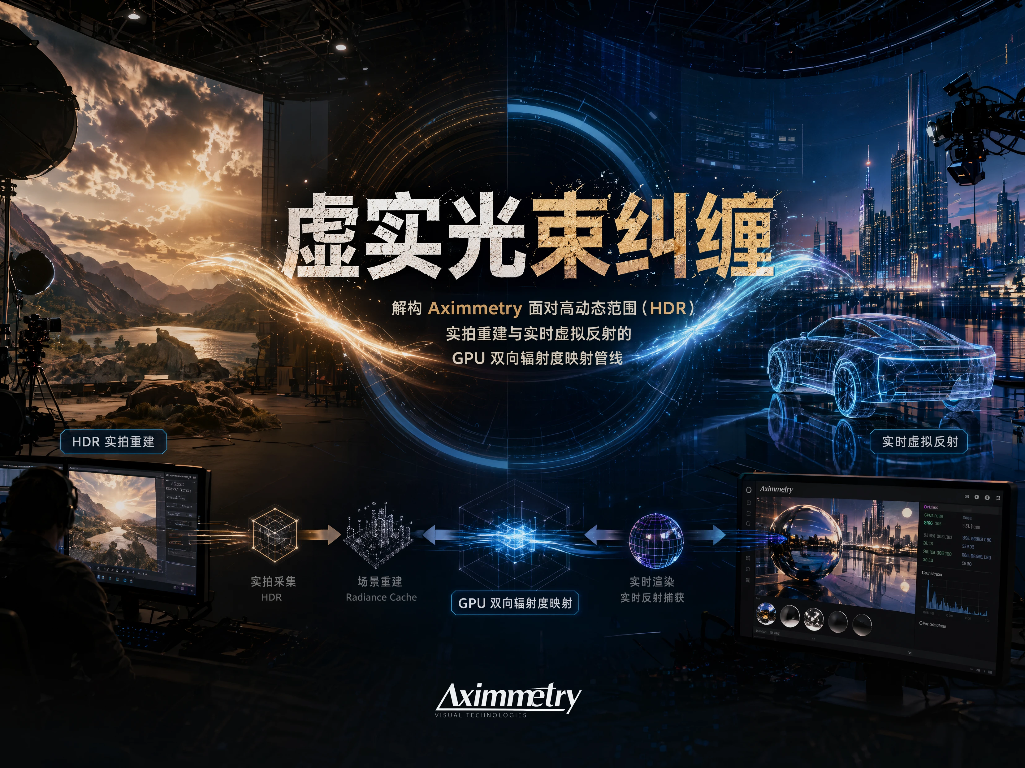 虚实光束纠缠：解构 Aximmetry 面对高动态范围（HDR）实拍重建与实时虚拟反射的 GPU 双向辐射度映射管线