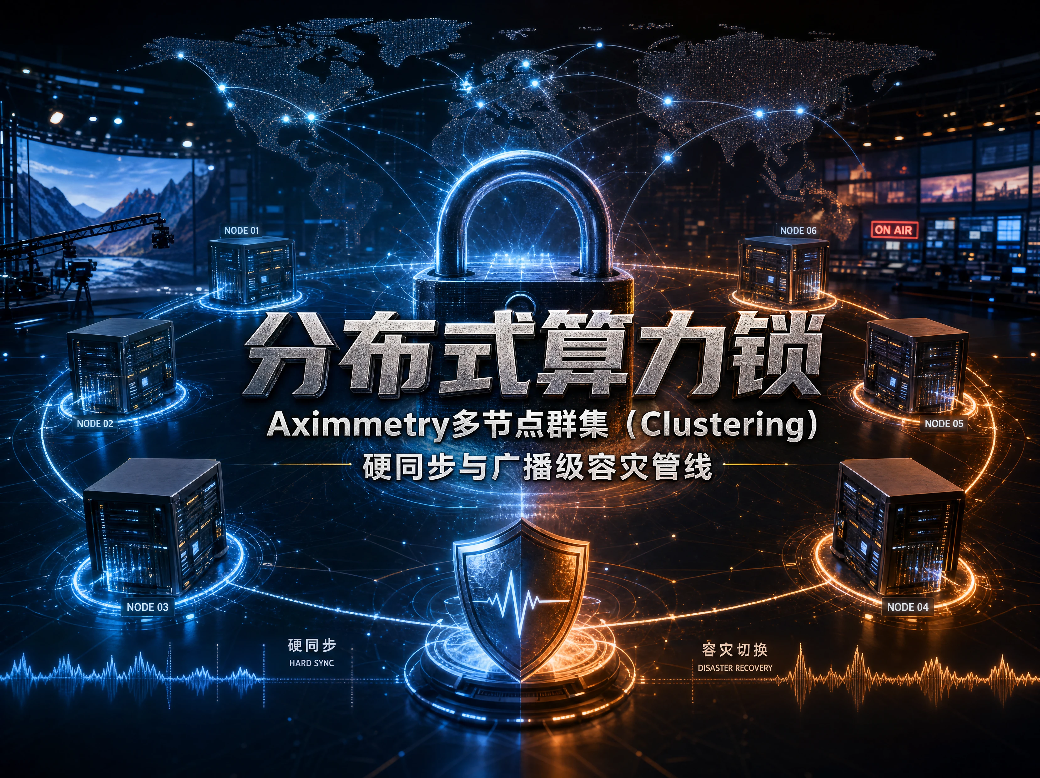 分布式算力锁：Aximmetry多节点群集（Clustering）硬同步与广播级容灾管线