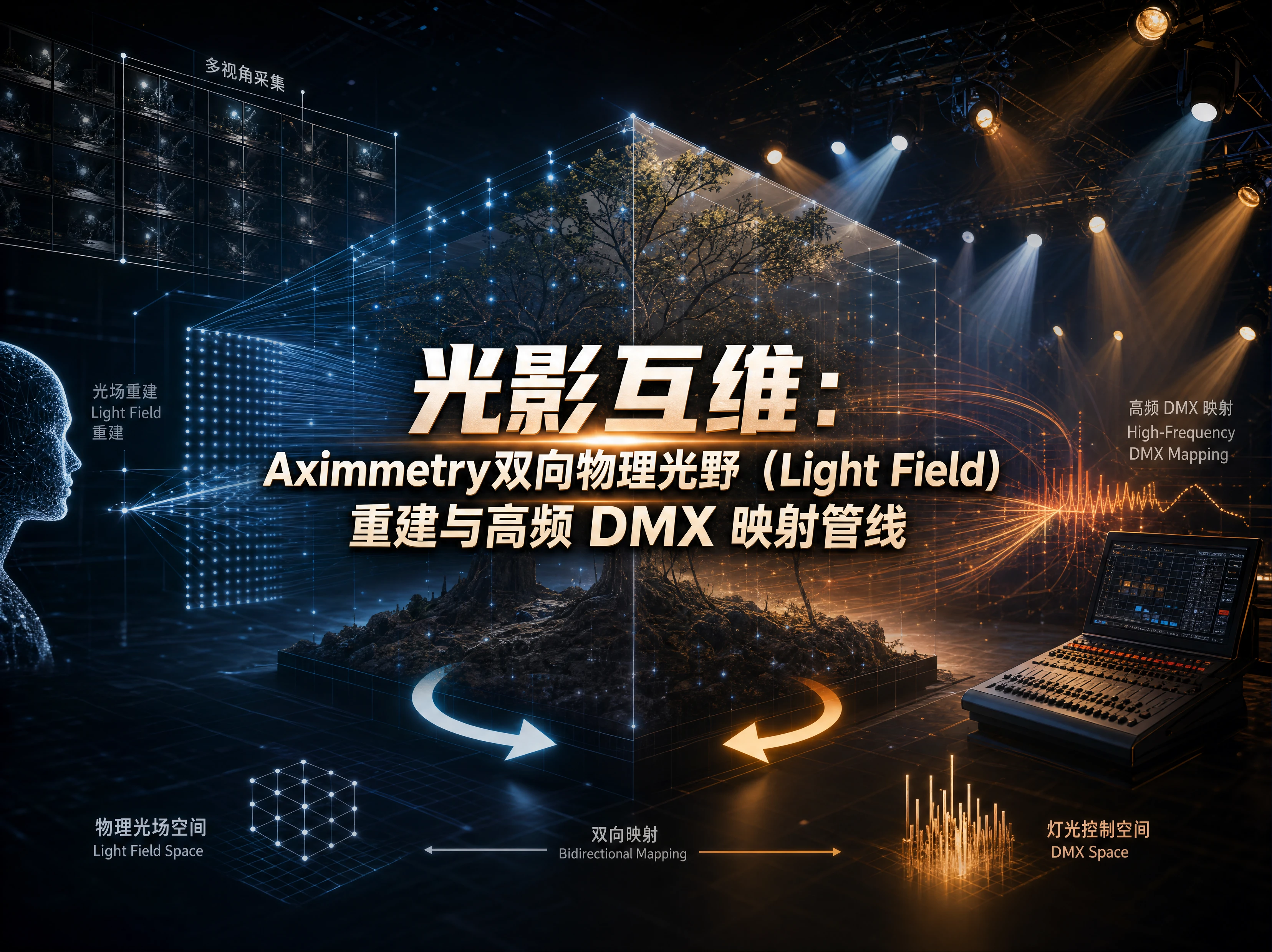 光影互维：Aximmetry双向物理光野（Light Field）重建与高频 DMX 映射管线