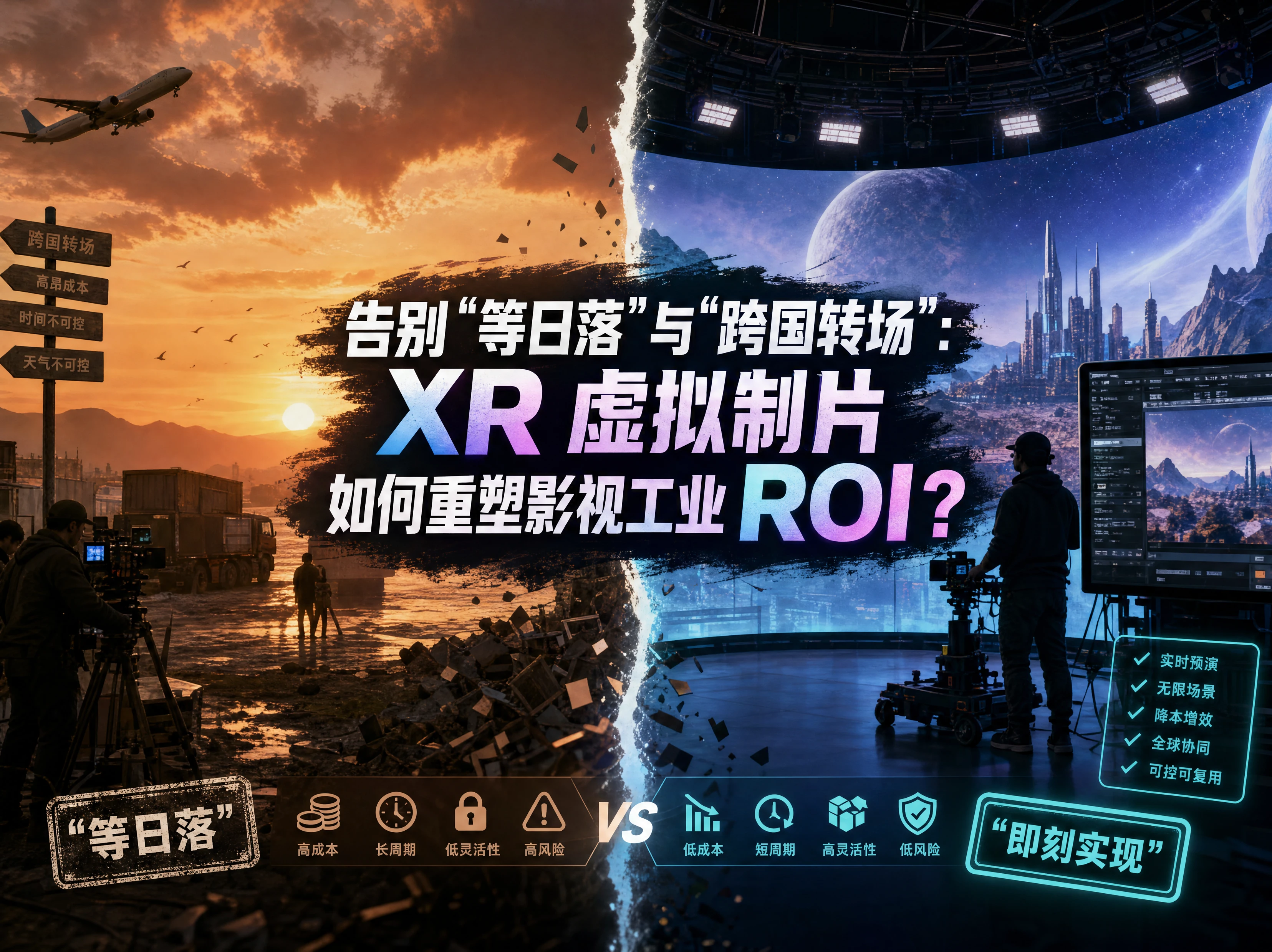 告别“等日落”与“跨国转场”：XR 虚拟制片如何重塑影视工业 ROI？